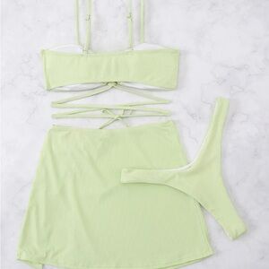 Three piece bikini sexy mint color